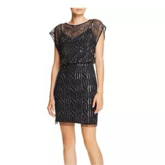 Aidan Mattox Black Beaded Cocktail Dress – Size 6 - Picture 1 of 8